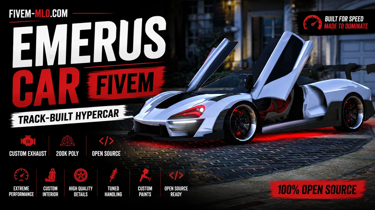 Emerus Car FiveM | Track-Built Hypercar | Custom Exhaust & 200K Poly | Open Source